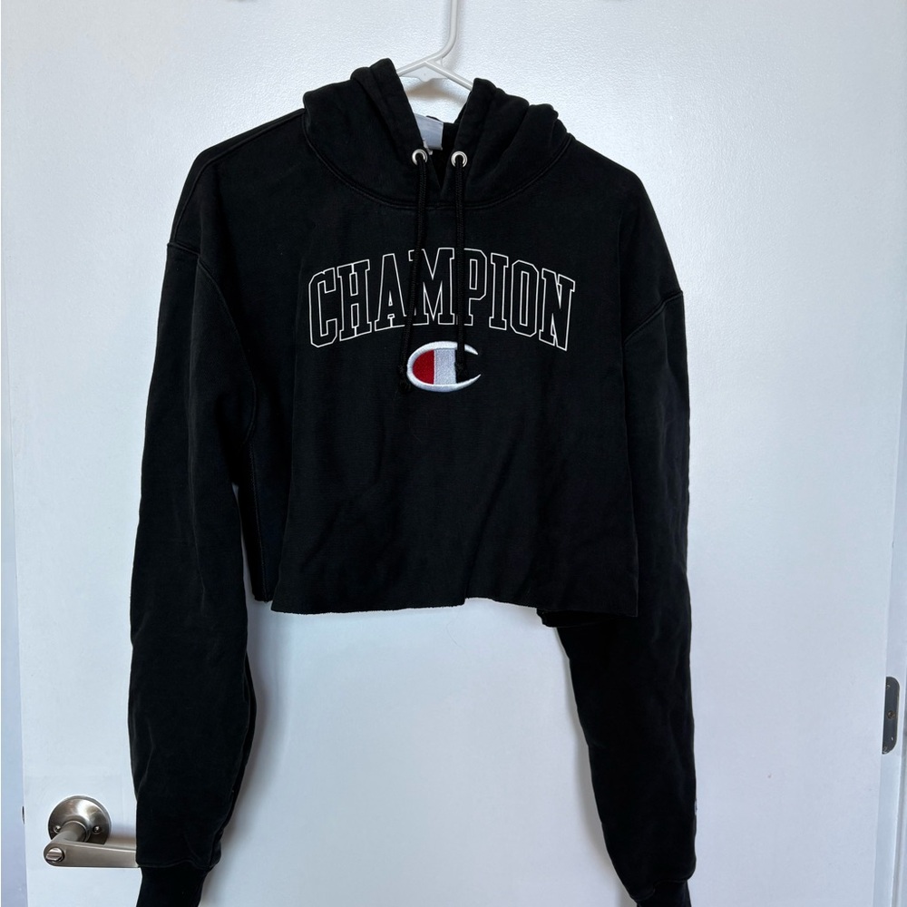 Champion Black Cropped Hoodie